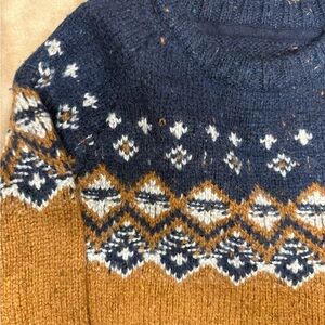 Fat Face Navy and Brown Patterned Sweater, Size S